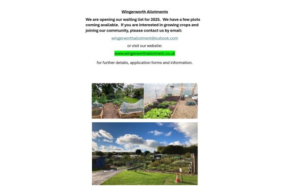 Wingerworth Allotments Waiting List 2025